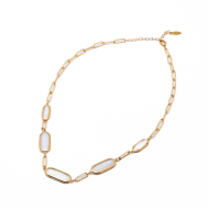COLLAR ZO13503N DORADO+BLANCO Acero Inoxidable E46
