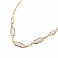 COLLAR ZO13503N DORADO+BLANCO Acero Inoxidable E46