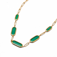 COLLAR ZO13503N DORADO+VERDE Acero Inoxidable E46