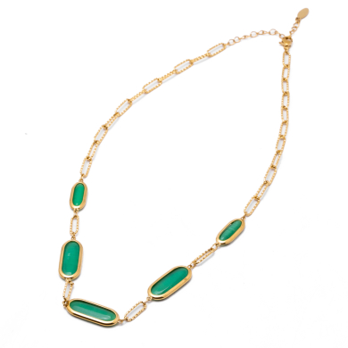 COLLAR ZO13503N DORADO+VERDE Acero Inoxidable