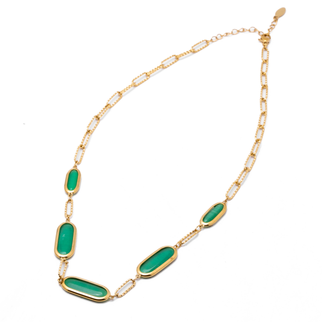 COLLAR ZO13503N DORADO+VERDE Acero Inoxidable E46