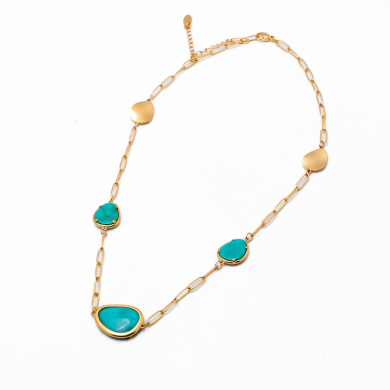 COLLAR ZO13505N DORADO+AZUL Acero Inoxidable