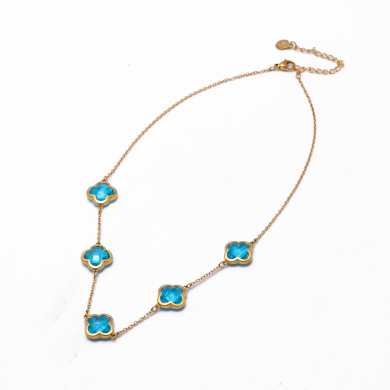 COLLAR ZO13947N DORADO+AZUL CLARO Acero Inoxidable E17