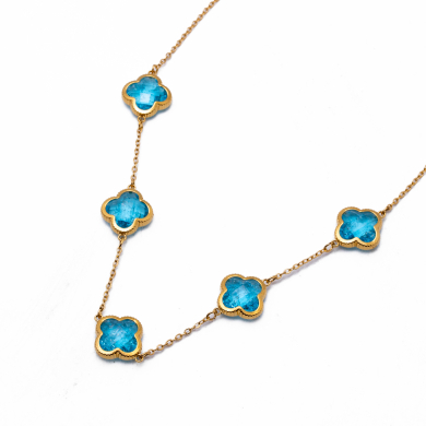 COLLAR ZO13947N DORADO+AZUL CLARO Acero Inoxidable E17
