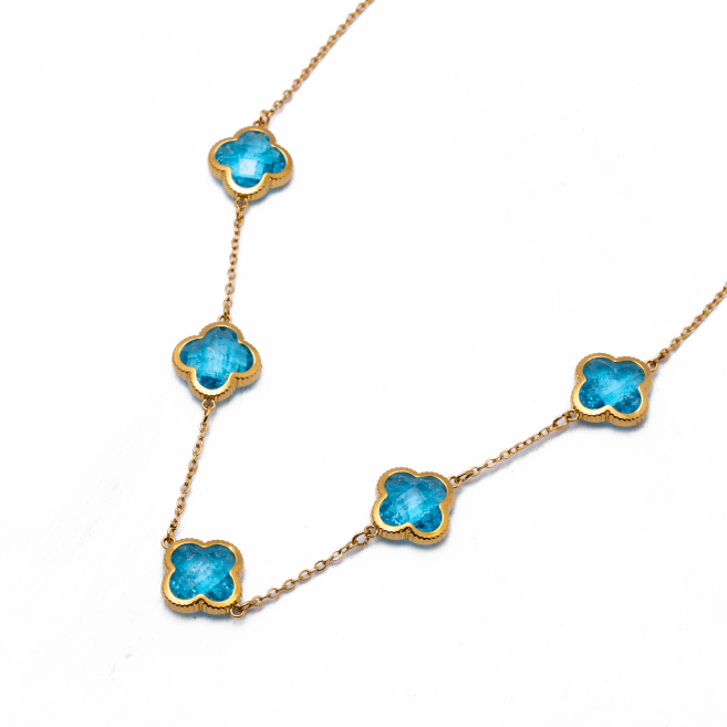 COLLAR ZO13947N DORADO+AZUL CLARO Acero Inoxidable E17