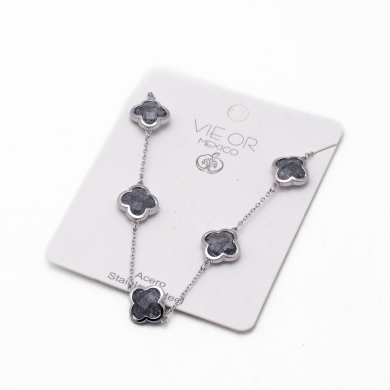 COLLAR ZO13947N PLATEADO+GRIS Acero Inoxidable E17