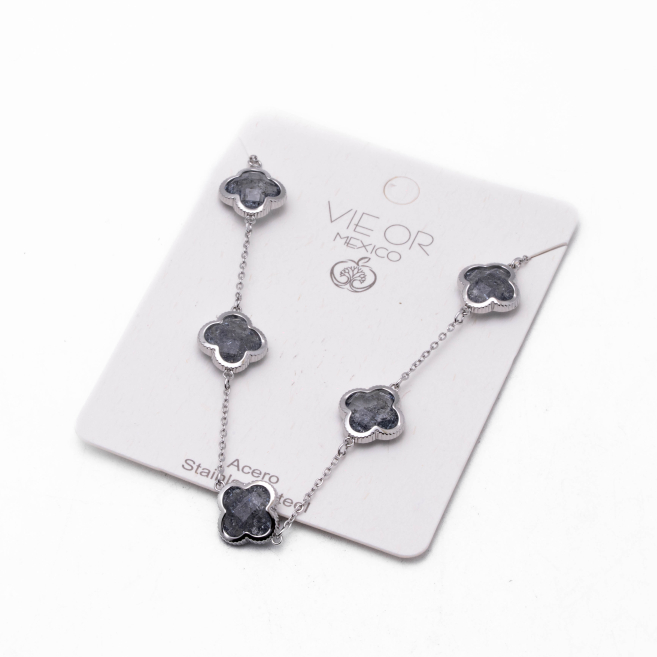 COLLAR ZO13947N PLATEADO+GRIS Acero Inoxidable E17