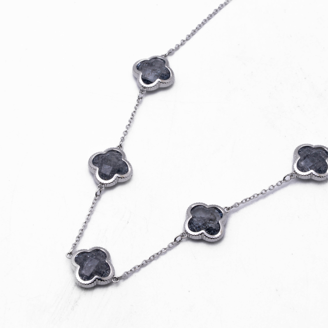 COLLAR ZO13947N PLATEADO+GRIS Acero Inoxidable E17