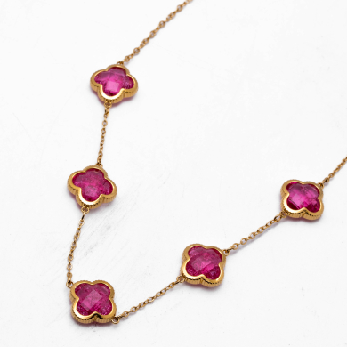 COLLAR ZO13947N DORADO+FUXIA Acero Inoxidable E17