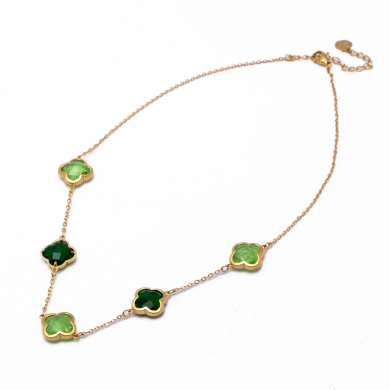 COLLAR ZO13947N DORADO+VERDE OSCURO Acero Inoxidable E17