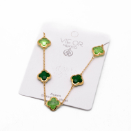 COLLAR ZO13947N DORADO+VERDE OSCURO Acero Inoxidable E17