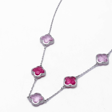 COLLAR ZO13947N PLATEADO+ROSA Acero Inoxidable E17