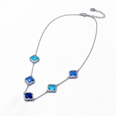 COLLAR ZO13947N PLATEADO+AZUL Acero Inoxidable E17