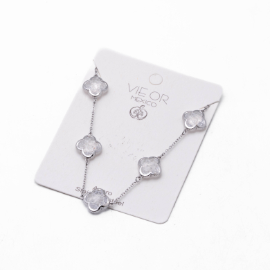COLLAR ZO13947N PLATEADO+BLANCO Acero Inoxidable E17
