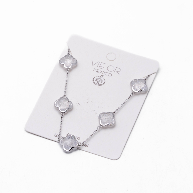 COLLAR ZO13947N PLATEADO+BLANCO Acero Inoxidable E17
