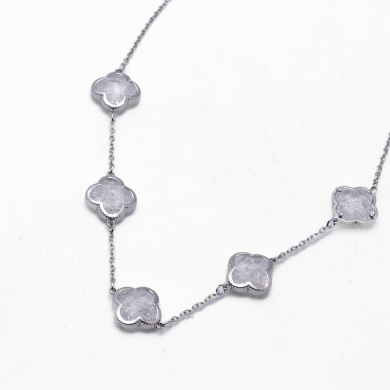 COLLAR ZO13947N PLATEADO+BLANCO Acero Inoxidable E17