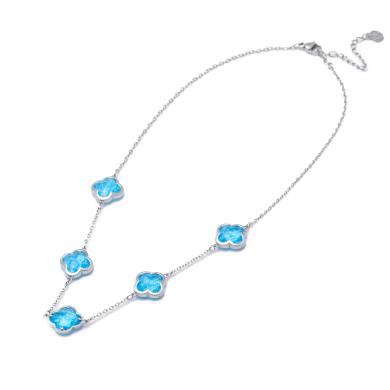 COLLAR ZO13947N PLATEADO+AZULON Acero Inoxidable E17