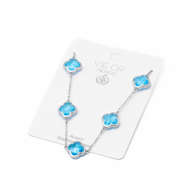 COLLAR ZO13947N PLATEADO+AZULON Acero Inoxidable E17