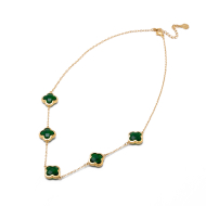COLLAR ZO13947N DORADO+VERDE OSCURO Acero Inoxidable E17