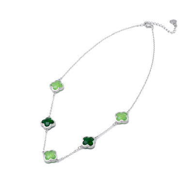 COLLAR ZO13947N PLATEADO+VERDE Acero Inoxidable E17