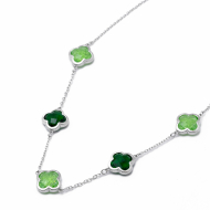 COLLAR ZO13947N PLATEADO+VERDE Acero Inoxidable E17