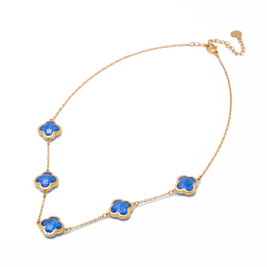 COLLAR ZO13947N DORADO+AZULON Acero Inoxidable E17