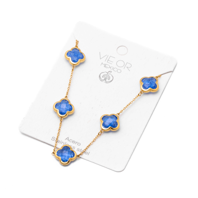 COLLAR ZO13947N DORADO+AZULON Acero Inoxidable E17