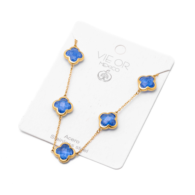 COLLAR ZO13947N DORADO+AZULON Acero Inoxidable E17