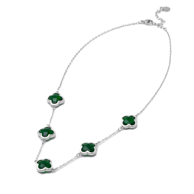COLLAR ZO13947N PLATEADO+VERDE OSCURO Acero Inoxidable E17