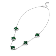 COLLAR ZO13947N PLATEADO+VERDE OSCURO Acero Inoxidable E17