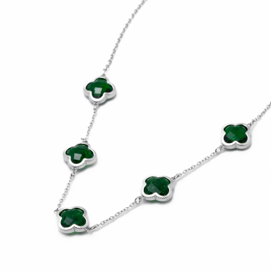 COLLAR ZO13947N PLATEADO+VERDE OSCURO Acero Inoxidable E17