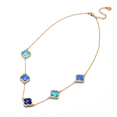 COLLAR ZO13947N DORADO+AZUL Acero Inoxidable E17