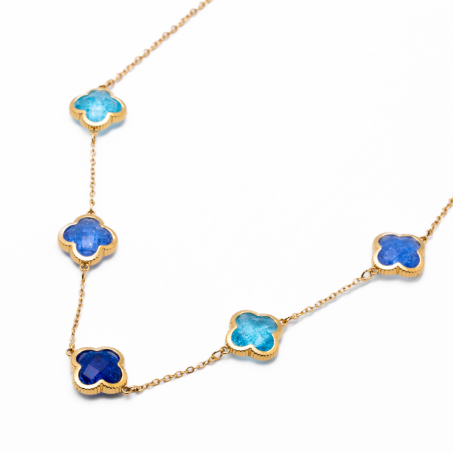 COLLAR ZO13947N DORADO+AZUL Acero Inoxidable E17