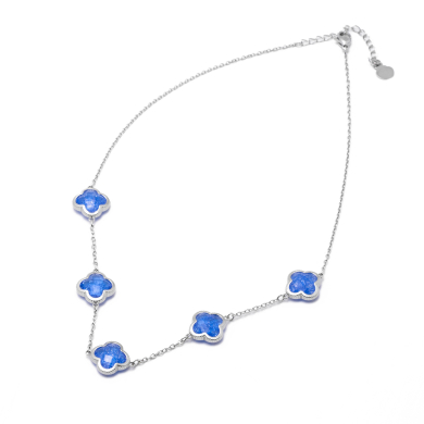 COLLAR ZO13947N PLATEADO+AZUL CRARO Acero Inoxidable E17