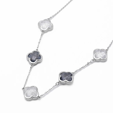 COLLAR ZO13947N PLATEADO+BLANCO Acero Inoxidable E17