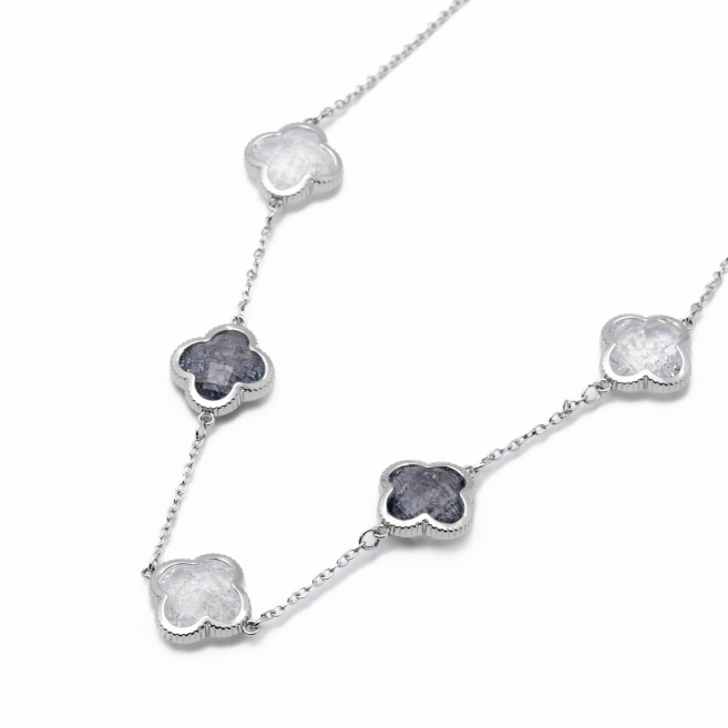 COLLAR ZO13947N PLATEADO+BLANCO Acero Inoxidable E17