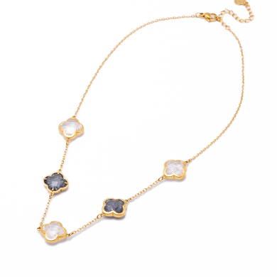 COLLAR ZO13947N DORADO+BLANCO Acero Inoxidable E17