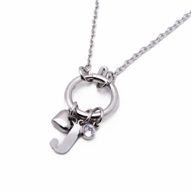 COLLAR COCN INICIAL ZO14056N PLATEADO J Acero Inoxidable E13