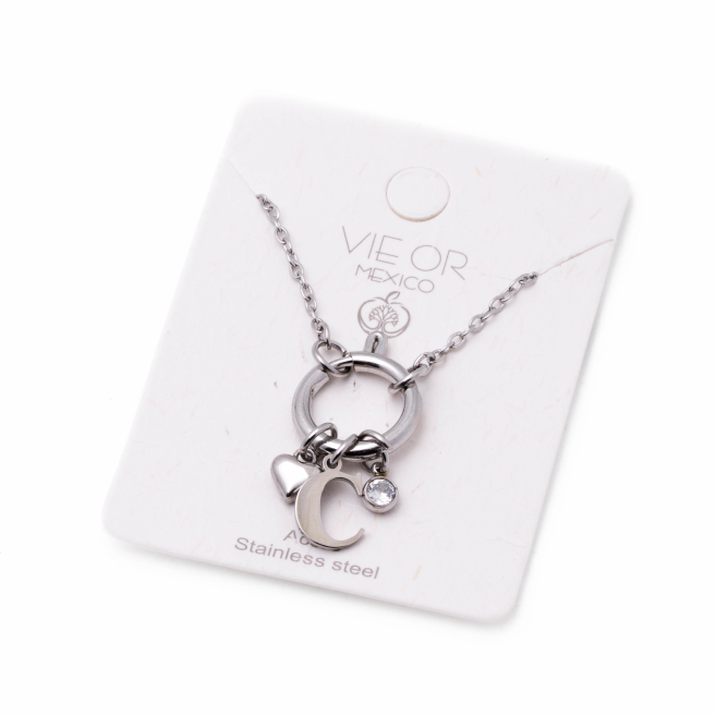 COLLAR COCN INICIAL ZO14056N PLATEADO C Acero Inoxidable E13