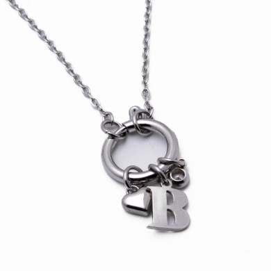 COLLAR COCN INICIAL ZO14056N PLATEADO B Acero Inoxidable E13