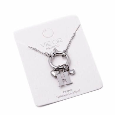 COLLAR COCN INICIAL ZO14056N PLATEADO H Acero Inoxidable E13