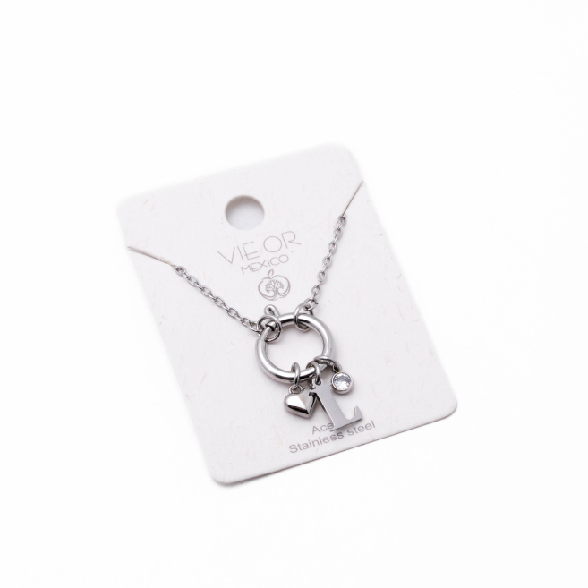 COLLAR COCN INICIAL ZO14056N PLATEADO L Acero Inoxidable E13