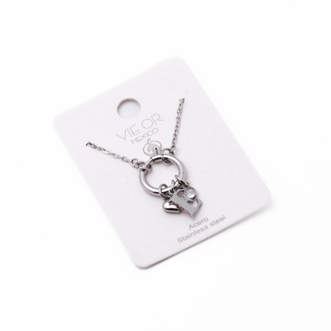 COLLAR COCN INICIAL ZO14056N PLATEADO E Acero Inoxidable E13 E13