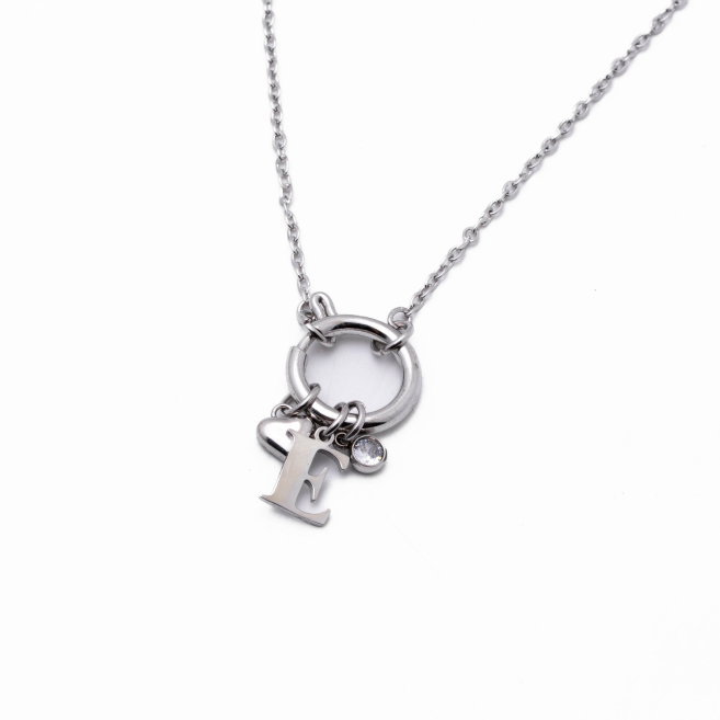 COLLAR COCN INICIAL ZO14056N PLATEADO E Acero Inoxidable E13 E13