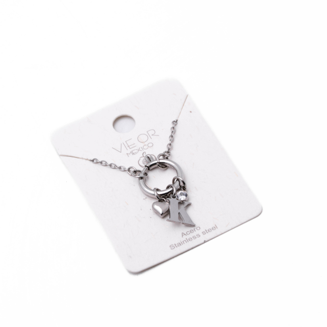 COLLAR COCN INICIAL ZO14056N PLATEADO K Acero Inoxidable E13