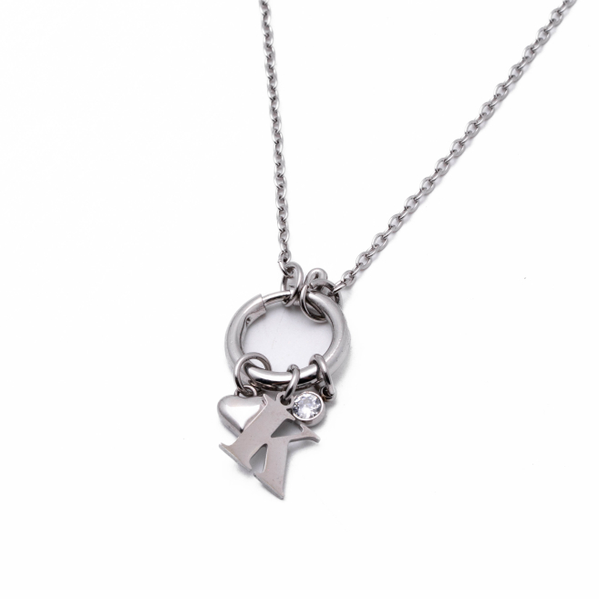 COLLAR COCN INICIAL ZO14056N PLATEADO K Acero Inoxidable E13