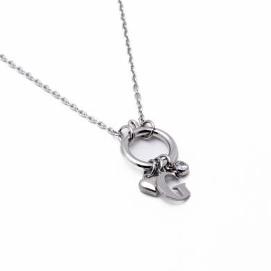 COLLAR COCN INICIAL ZO14056N PLATEADO G Acero Inoxidable E13