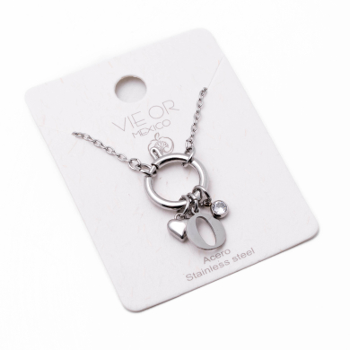 COLLAR COCN INICIAL ZO14056N PLATEADO O Acero Inoxidable E13