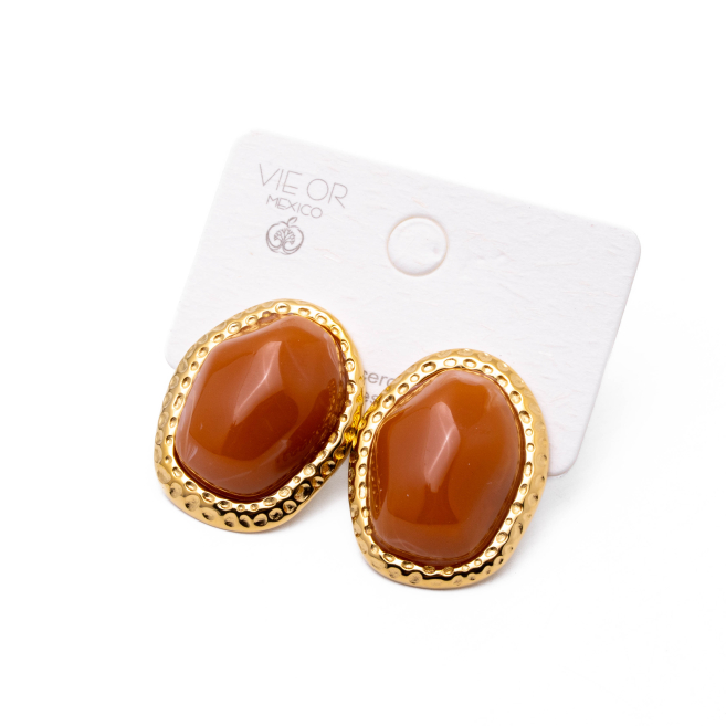 ARETES ZO15243E DORADO+MARRON Acero Inoxidable F33