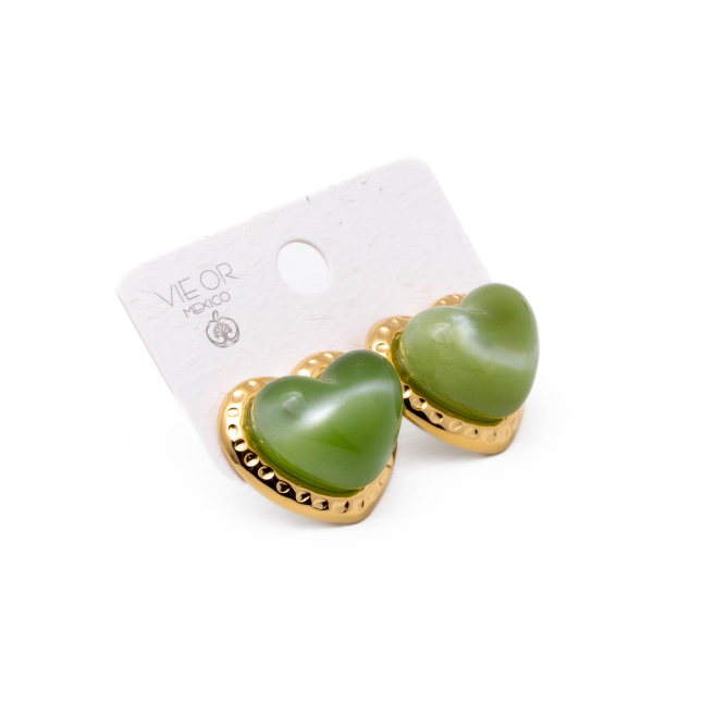 ARETES ZO14206E DORADO+VERDE Acero Inoxidable F33